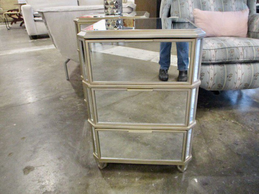 Pair Of Mirrored Nightstands 19" x 19" x 27"T