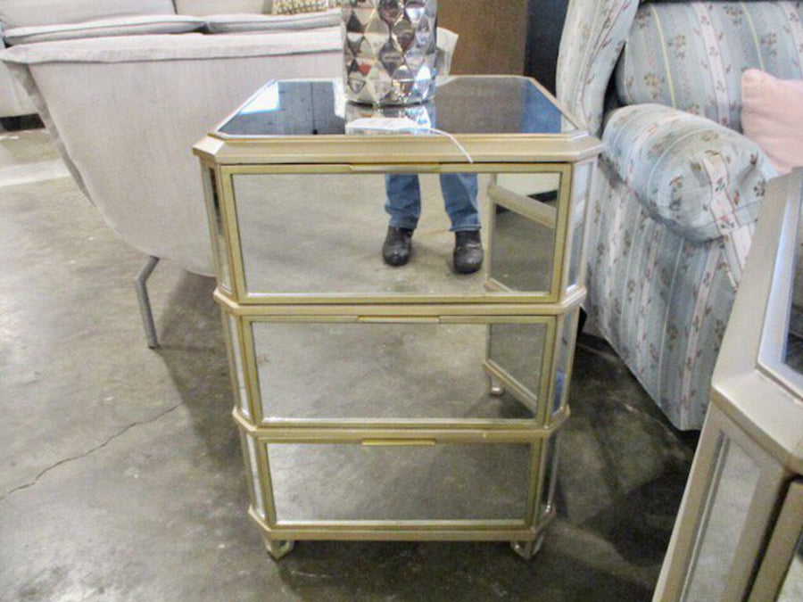 Pair Of Mirrored Nightstands 19" x 19" x 27"T