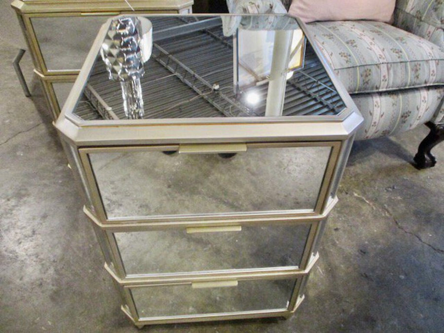 Pair Of Mirrored Nightstands 19" x 19" x 27"T