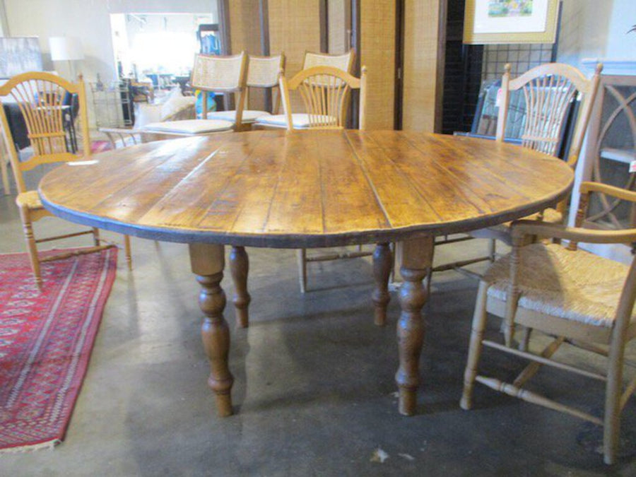 Antique Irish Pine Dining Table 64" Diam x 31"T