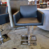 Faux Leather & Chrome Adjustable Height Barstool 21"W x 18"D 33" - 43"T