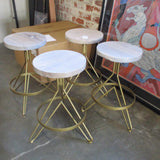 Set Of Four Doorman Design Earhart Swivel Barstools Made with salvaged Bargeboard 14"Diam seat, x19"Diam base x 25"T