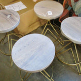 Set Of Four Doorman Design Earhart Swivel Barstools Made with salvaged Bargeboard 14"Diam seat, x19"Diam base x 25"T