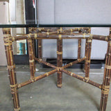 Vintage McGuire Bamboo And Beveled Glass Top Dining Table 36" x 36" x 30"T