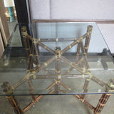Vintage McGuire Bamboo And Beveled Glass Top Dining Table 36" x 36" x 30"T