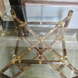 Vintage McGuire Bamboo And Beveled Glass Top Dining Table 36" x 36" x 30"T