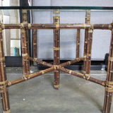 Vintage McGuire Bamboo And Beveled Glass Top Dining Table 36" x 36" x 30"T