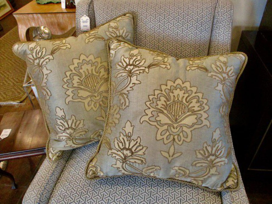 Pair Of Custom Pillows With Scalamandre Fabric 21" x 21"