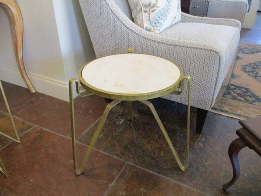 Mitchell Gold Accent Table With Marble Top 18"Diam x 17"T