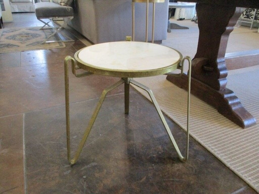 Mitchell Gold Accent Table With Marble Top 18"Diam x 17"T