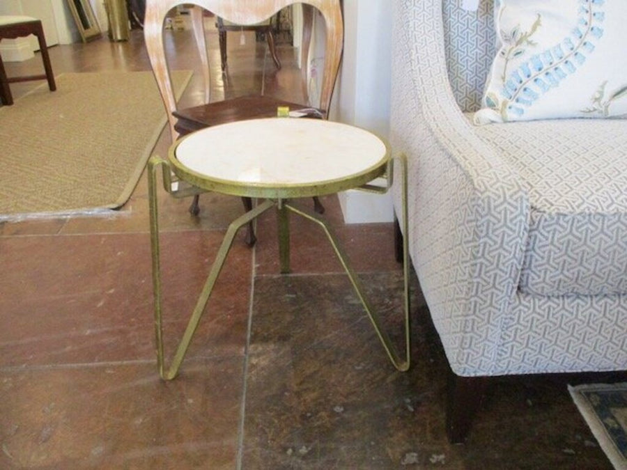 Mitchell Gold Accent Table With Marble Top 18"Diam x 17"T