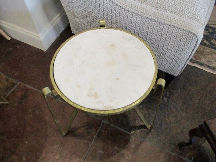 Mitchell Gold Accent Table With Marble Top 18"Diam x 17"T