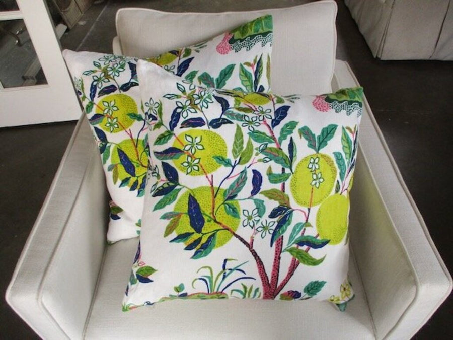 Pair Of New Custom Pillows In Schumacher Indoor/Outdoor Citrus Garden 19" x 19"