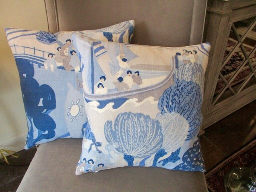 Pair Of New Custom Pillows In Schumacher Pearl River Chinoiserie Fabric 18" x 18"