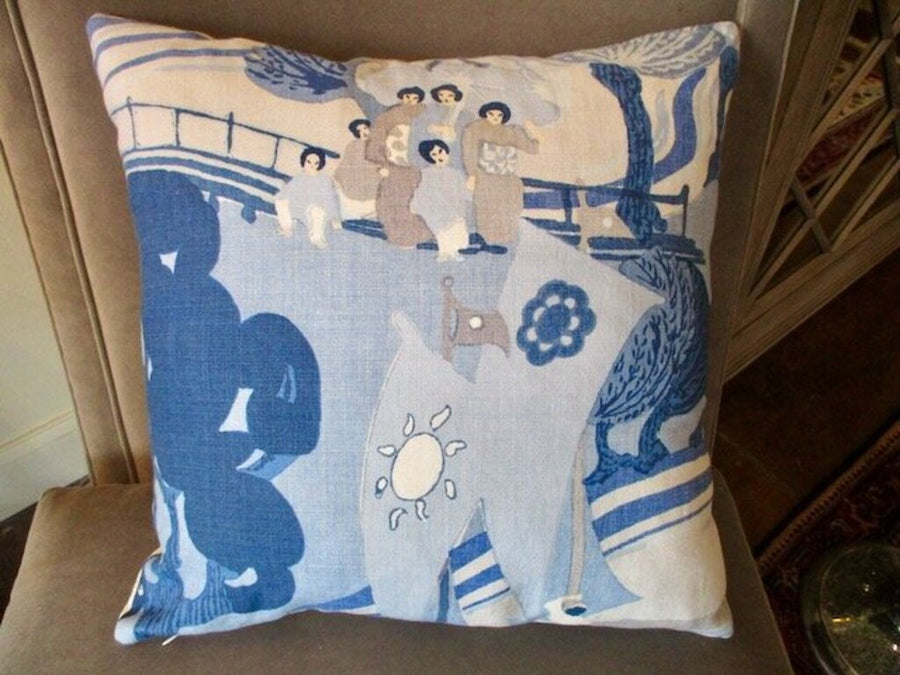 Pair Of New Custom Pillows In Schumacher Pearl River Chinoiserie Fabric 18" x 18"