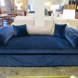 C.R. Laine Blue Velvet Sofa 83"L x 39"D x 29"Tall sides