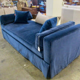 C.R. Laine Blue Velvet Sofa 83"L x 39"D x 29"Tall sides