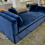 C.R. Laine Blue Velvet Sofa 83"L x 39"D x 29"Tall sides