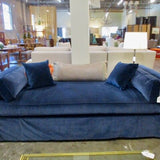 C.R. Laine Blue Velvet Sofa 83"L x 39"D x 29"Tall sides