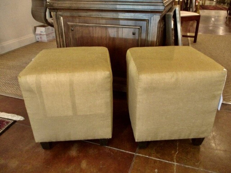 Custom Ottoman In Silk Fabric 16" x 16" x 20"t