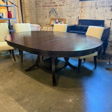 Custom Oval Pedestal Dining Table w/ Removable Leaf 77.75"L x 60"W x 30"T (60"Diam Round)