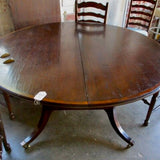 English Pedestal Dining Table Oval or Round 59" - 107"L x 30"T (2 Leaves)