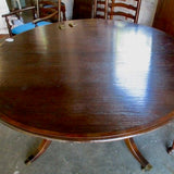 English Pedestal Dining Table Oval or Round 59" - 107"L x 30"T (2 Leaves)