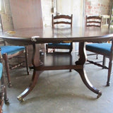 English Pedestal Dining Table Oval or Round 59" - 107"L x 30"T (2 Leaves)