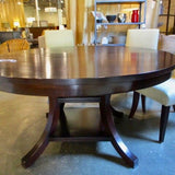 Custom Oval Pedestal Dining Table w/ Removable Leaf 77.75"L x 60"W x 30"T (60"Diam Round)