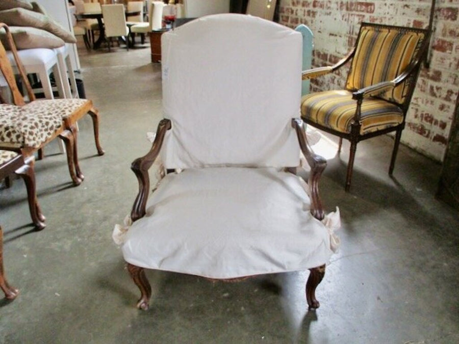 Antique French Chair With Tapestry/Slipcover 29"W x 24"D x 41.5"T