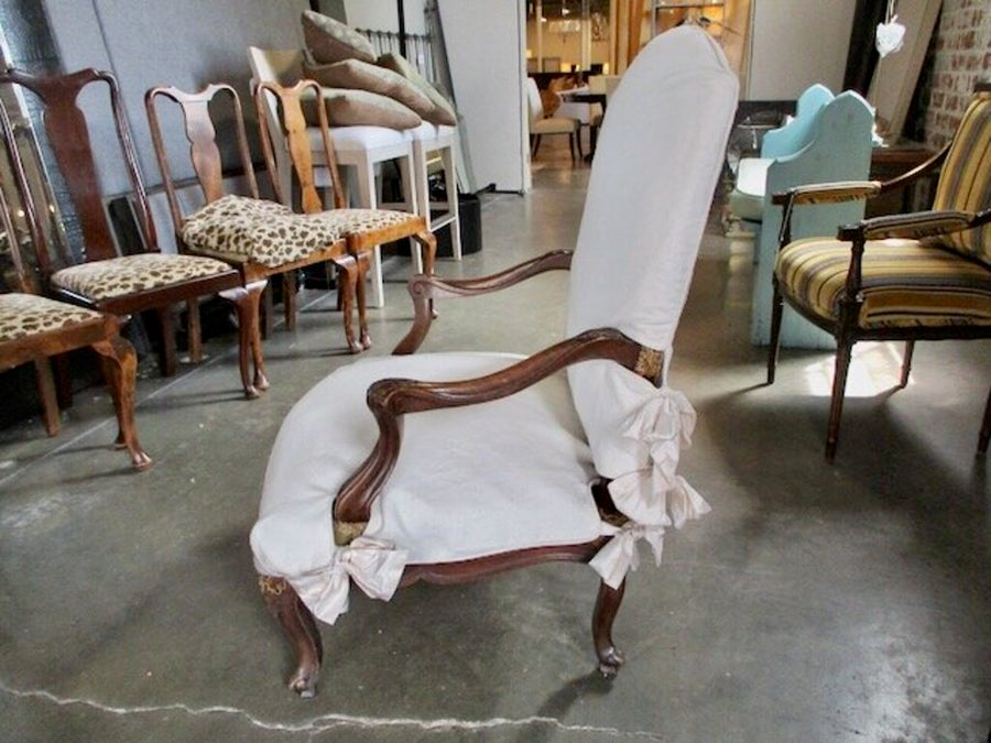 Antique French Chair With Tapestry/Slipcover 29"W x 24"D x 41.5"T