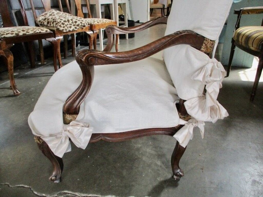 Antique French Chair With Tapestry/Slipcover 29"W x 24"D x 41.5"T