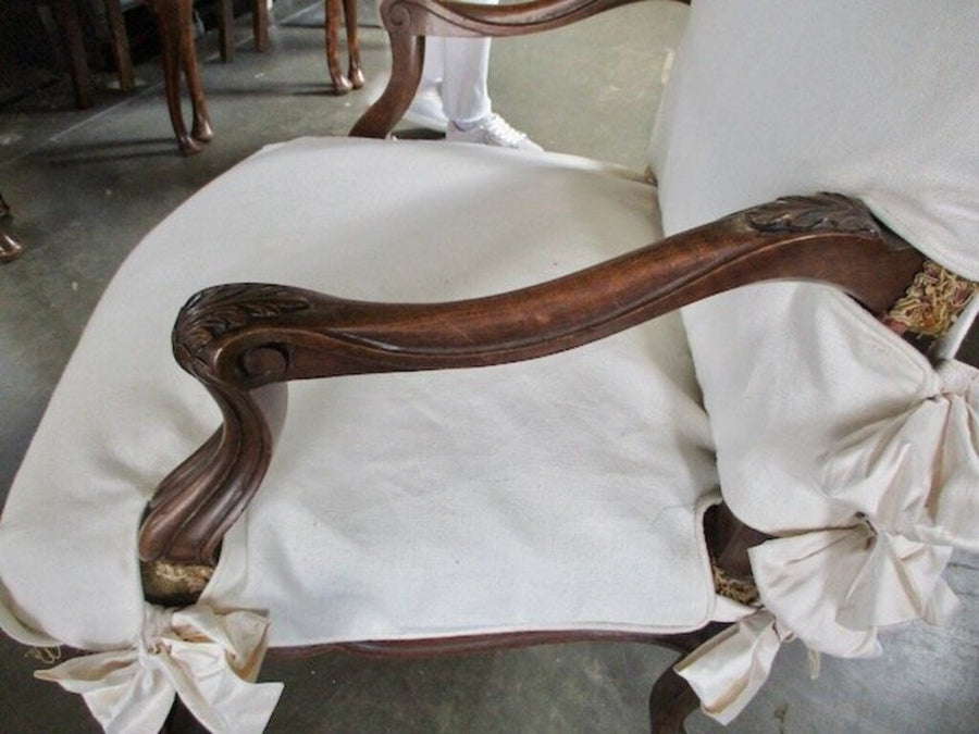 Antique French Chair With Tapestry/Slipcover 29"W x 24"D x 41.5"T