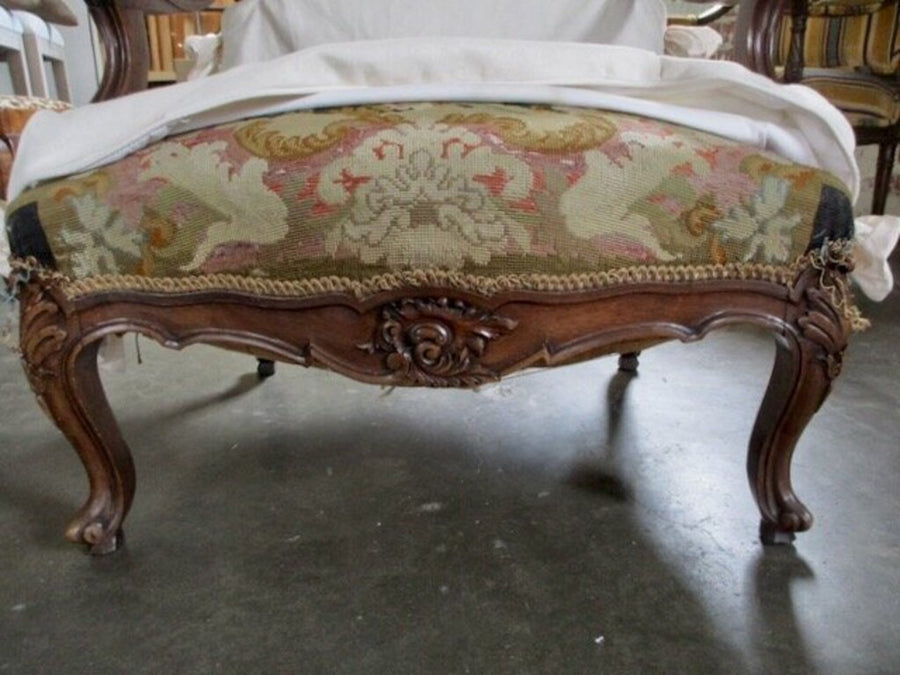 Antique French Chair With Tapestry/Slipcover 29"W x 24"D x 41.5"T