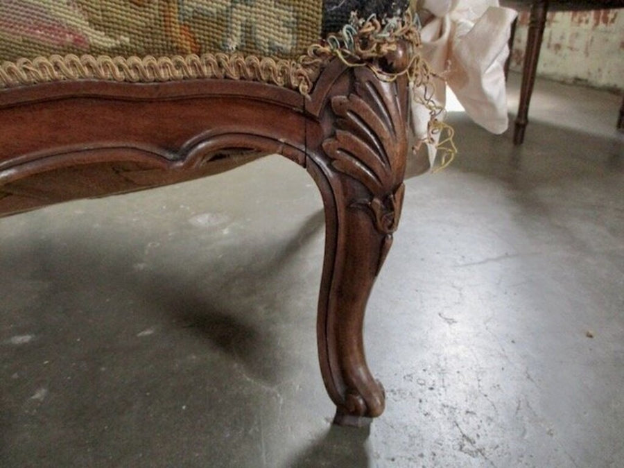 Antique French Chair With Tapestry/Slipcover 29"W x 24"D x 41.5"T