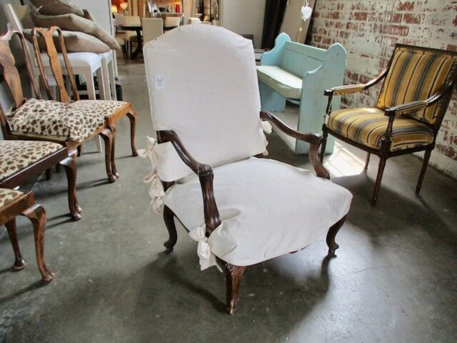 Antique French Chair With Tapestry/Slipcover 29"W x 24"D x 41.5"T