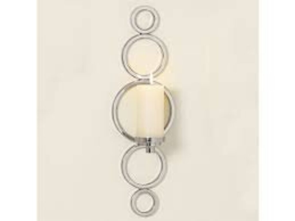 Pair of Global Views Progressive Ring Nickel Candle Sconces 23.5"L x 7.24"W x 6"D