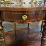 Maitland Smith Scalloped Mahogany Entry Table w/ Inlay 42" Diam x 30.5"T