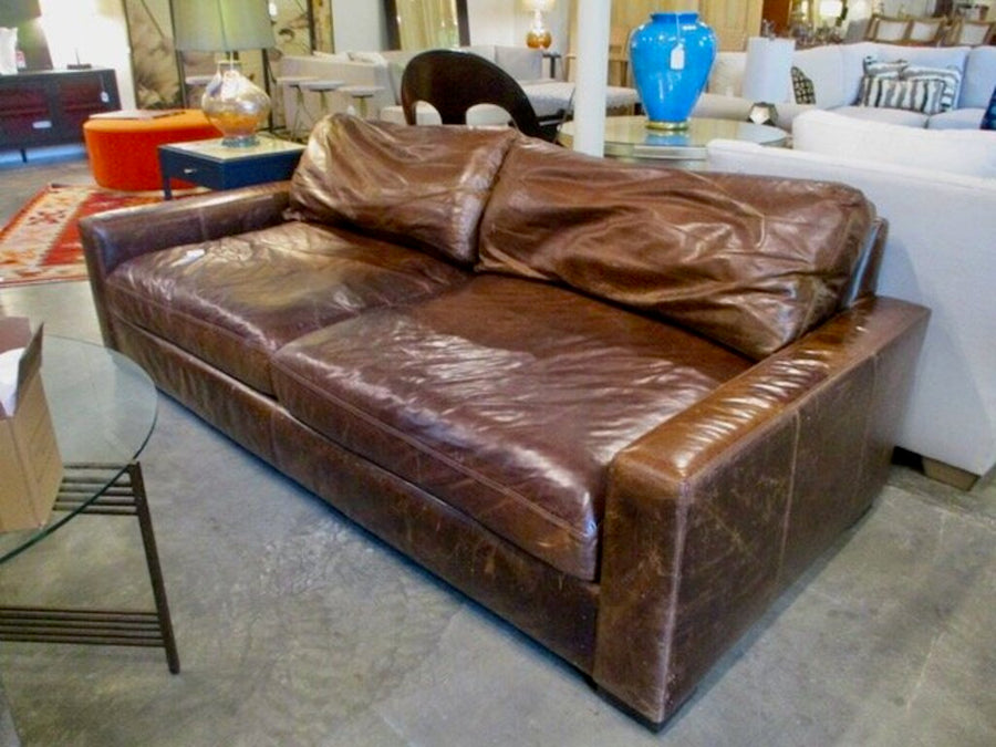 Restoration Hardware Leather Maxwell Sofa in Cocoa 94"W x 44"D x 36"T