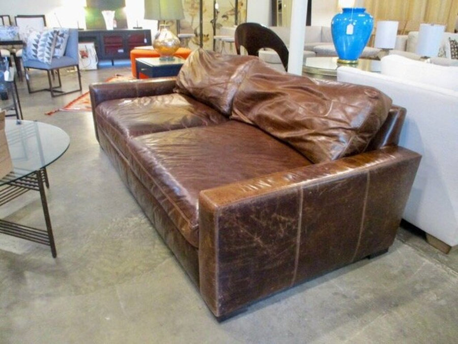 Restoration Hardware Leather Maxwell Sofa in Cocoa 94"W x 44"D x 36"T