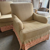 Tan Club Chair w/ Orange Trim 31"W x 34"D x 33"T