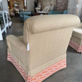 Tan Club Chair w/ Orange Trim 31"W x 34"D x 33"T
