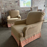 Tan Club Chair w/ Orange Trim 31"W x 34"D x 33"T
