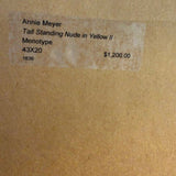 Original Signed Annie Meyer #1"Tall Standing Nude In Yellow" 42"T x 23"W