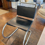 Vintage Chrome And Leather Chair Side Chair 21"W x 18"D Seat x 27"D x 31"T