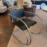 Vintage Chrome And Leather Chair Armchair 21"Wx 18"D Seat x 27"D x 31"T