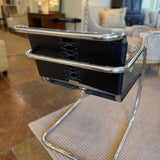 Vintage Chrome And Leather Chair Armchair 21"Wx 18"D Seat x 27"D x 31"T