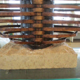 Vintage Palecek Large Rattan And Stone Base Lamp 34"T x 19"Diam Center Base x 24"L Shade