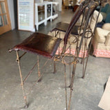 Pair Of Wrought Iron And Leather Barstools 17.5"W x 21"D x 42"T