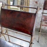 Pair Of Wrought Iron And Leather Barstools 17.5"W x 21"D x 42"T